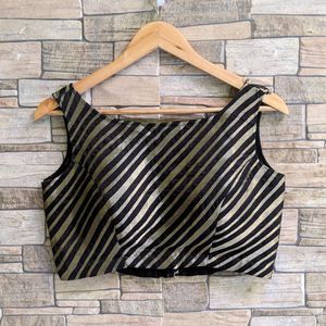 Elegant Black &amp; Gold Striped Blouse