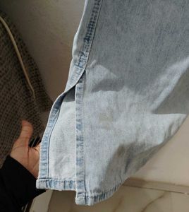 Light Wash Wide Leg Jeans with Slit