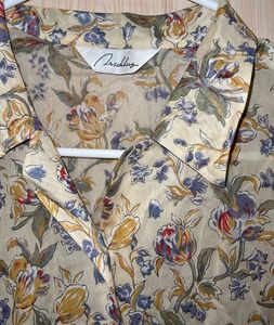 Floral Print Short Sleeve Button-Up Blouse
