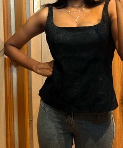 Chic Black Texturef Corset Top