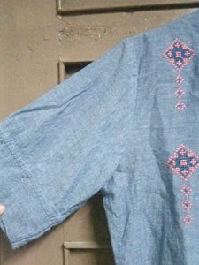 Cute Embroidered Blue Top
