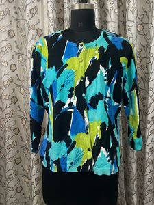 Colorful Abstract Print Cardigan
