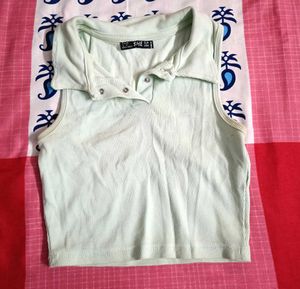 SHEin Light Green Ribbed Crop Top