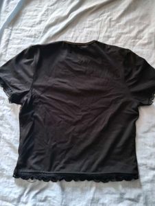 Layered Black Lace Trim T-Shirt