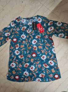 Brand new cotton Teal Floral Print Kurta