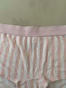 Victoria's Secret Pink Striped &amp; White Briefs Set