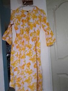 Yellow Floral Print Kurta
