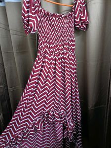 Boho Maxi Dress with Zigzag Print