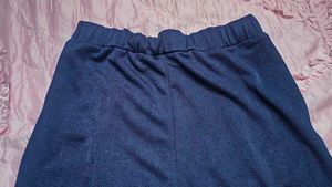 Navy Blue High-Waisted Wide-Leg Pleated Pants