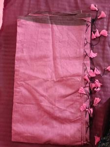 Elegant Pink Saree with Tassels