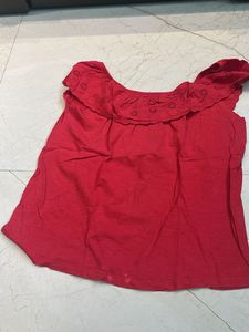red cute top off shoulder