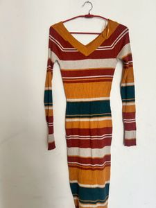 Striped Ribbed Midi Dress