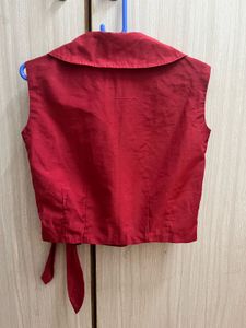 Red Wrap Sleeveless Top