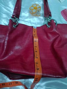 Chic Red Faux Croc Shoulder Bag