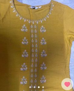 Women's Mustard Embroidered Kurta