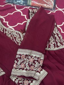 Elegant Embroidered Maroon Gown in m or l size