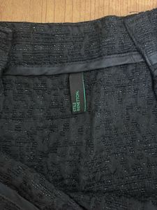 Black Textured A-Line Mini Skirt
