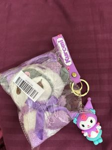 Cute Purple Kuromi Plush Charm + Keychain