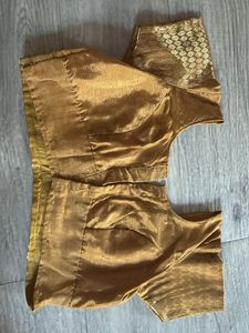 Elegant Gold &amp; White Saree with Blouse