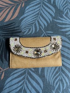 Embellished Woven Clutch Bag