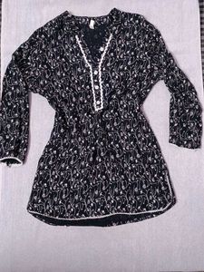 Black Printed short kurti