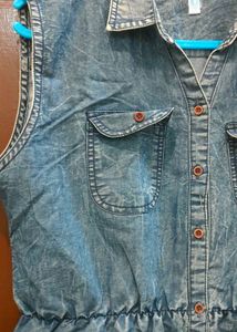 Sleeveless Denim Shirt Dress