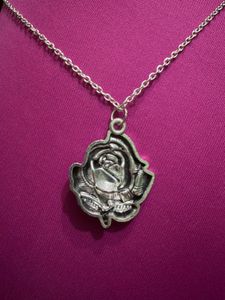 Silver Rose Pendant Necklace