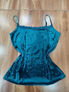 Mermaidcore sea green velvet sequin cami