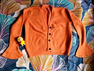 Orange Knit Cardigan