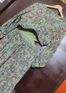 Lime Green Floral Print Maxi Dress For 36 Bust