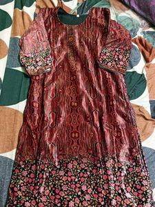 L size velvet Kurta Set with Dupatta