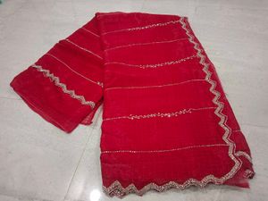 Elegant rani Saree with Embellished Border