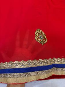 Red Embroidered Saree
