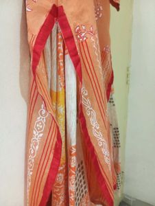 Orange Block Print Kurta