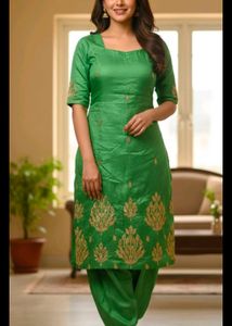 Green Embroidered Kurta Set