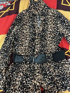 Leopard Print Button-Up top with Belt