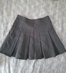 Grey Pleated Mini Skirt