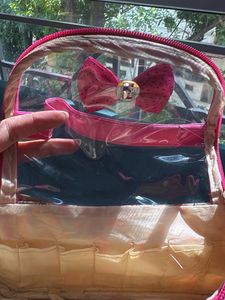 Cute Pink Floral Cosmetic Vanity Pouch