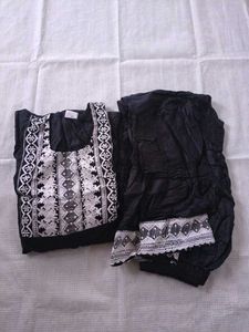 Black Embroidered Kurta Set