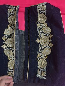 Elegant Pink &amp; Black Embroidered Saree