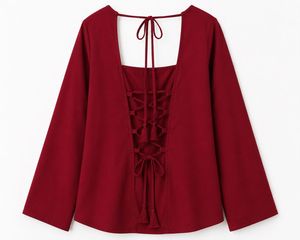 Maroon Kurta Top with Lace-Up Back