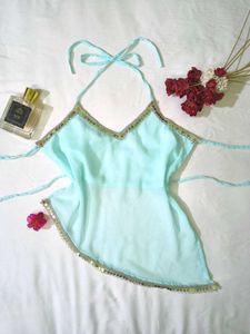 y2k chic halter assymetrical top 🦢🫶🏻