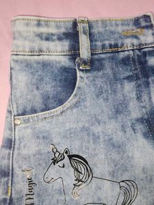 Cute Unicorn Denim Skirt