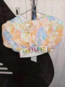 Cute Floral Crop Top with pant  "LOVE" Band
