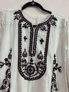 Pakistani Embroidered White Kurta