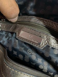 Mila Schon Metallic Bronze Leather Shoulder bag