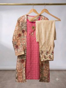 Elegant Pink Coord Set  with Printed Jacket