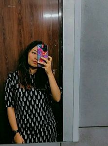 Printed Black Cotton Kurti