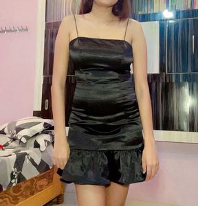 Black Satin Mini Dress