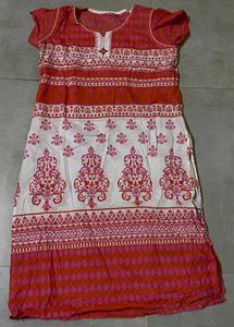 🌸XL Pink Printed Cotton Kurti🩷
